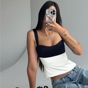 Princess Polly Chantell Top Black / Cream